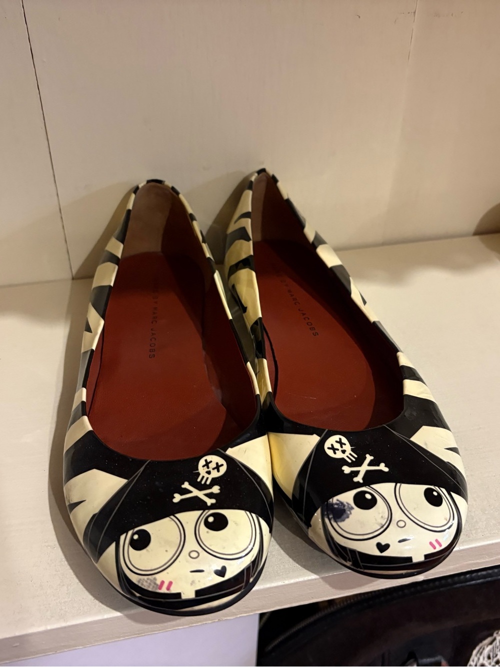 Marc By Marc Jacobs Black and Cream Zebra-Print Ballet Flats